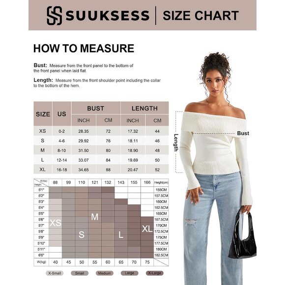 Women Blue White Off Shoulder Long Sleeve Tops Blouse Sweaters - Picture 7 of 7